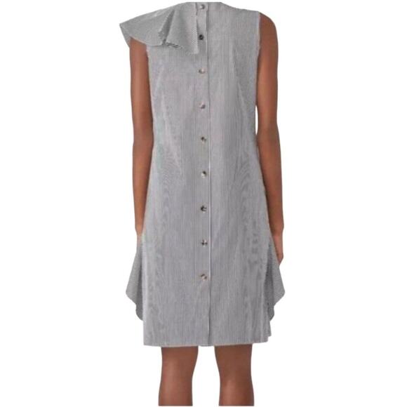 GOEN.J Ruffle Stripe Dress Sz 4 Black/White Versatile Office Business Resort Y2K - Picture 2 of 12